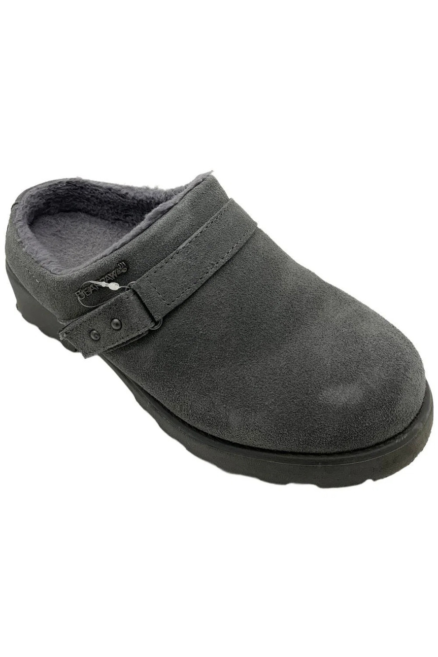 BEARPAW Women's Scottie Suede Clog with Rain and Stain Repellent Gray - Medium
